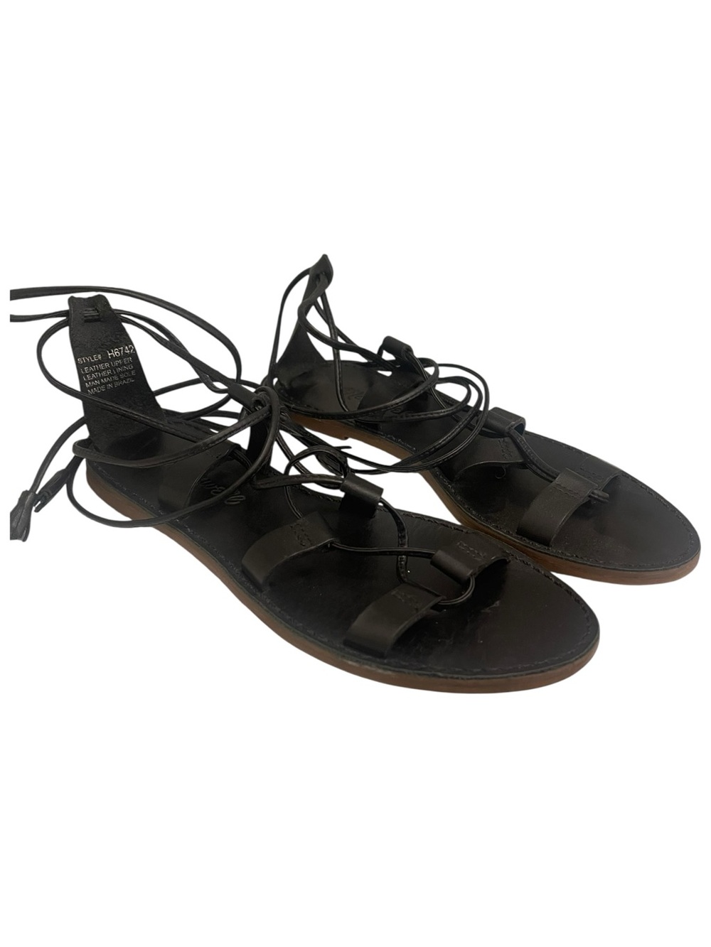 MADEWELL Black Lace-Up Women's Gladiator Sandals Leather Size 5.5